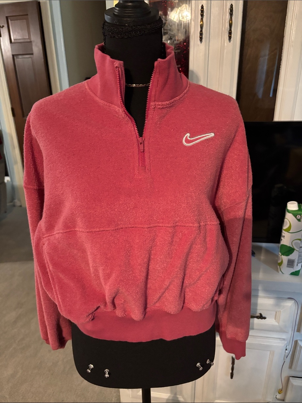 Nike kids/tween Rose Pink Quarter-Zip Pullover Fleece top